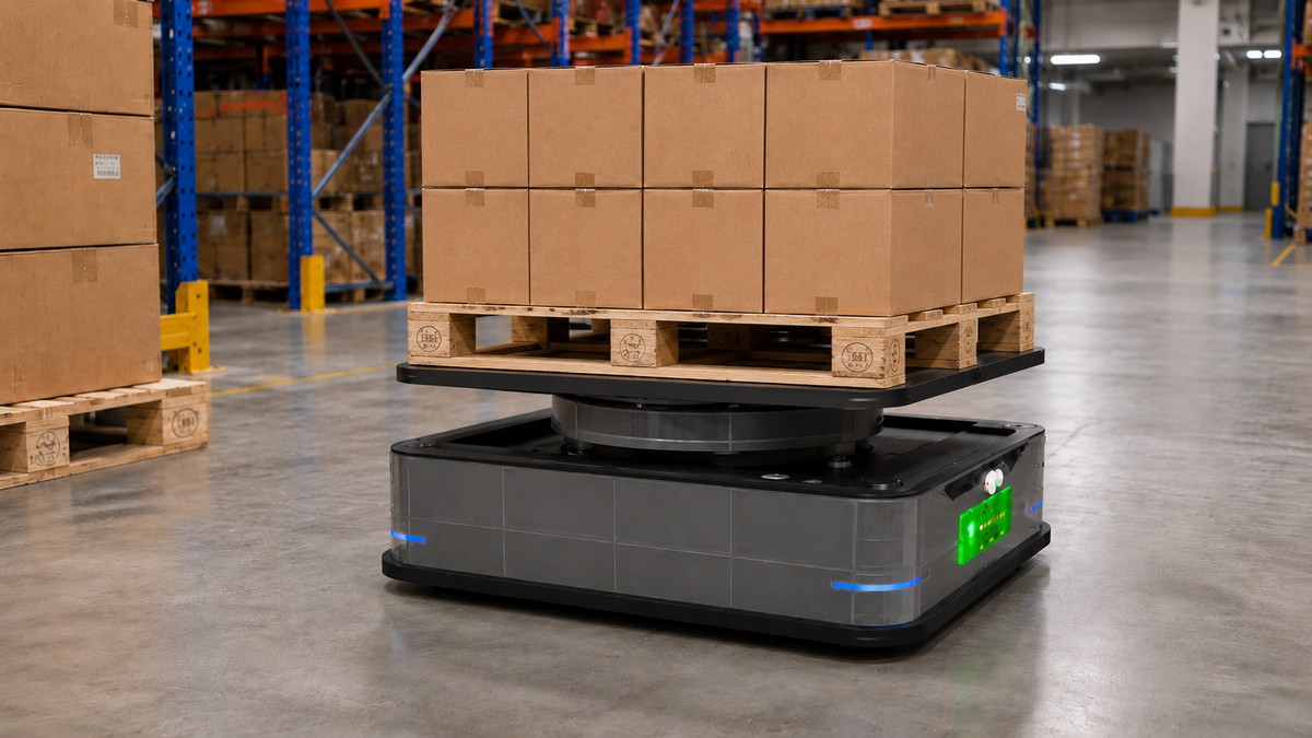 AGV Lifting Mechanism for Logistics Warehouse Automation